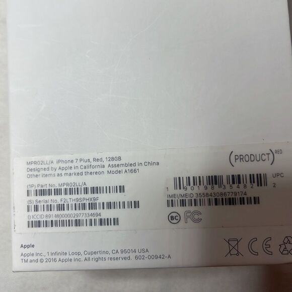 iPhone 7 Red 128 GB Box Only. - Picture 8 of 9